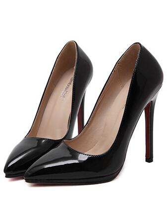 Shein Black Pointy Pu Stiletto Heels
