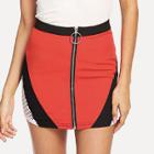 Shein Zipper Detail Color Block Skirt