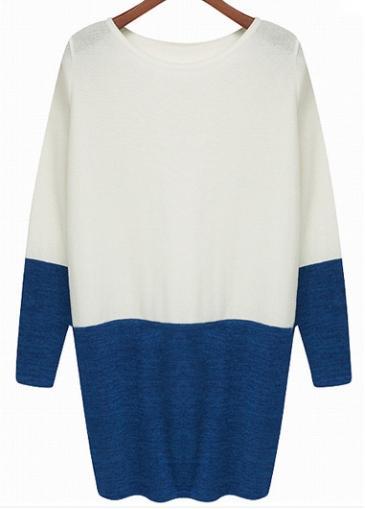 Rosewe Vogue Round Neck Long Sleeve Color Block Dress