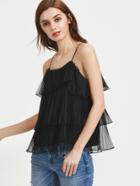Shein Pleat Mesh Tiered Cami Top