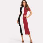 Shein Cut And Sew Slit Back Fitted Dress