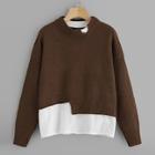 Shein Plus Contrast Hem Drop Shoulder Sweater