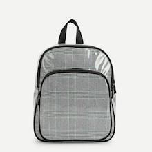 Shein Houndstooth Pattern Pvc Backpack