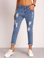 Shein Ripped Detial Rolled Hem Jeans
