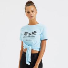 Shein Tropical Print Knot Hem Tee