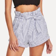 Shein Tie Waist Pocket Side Striped Shorts