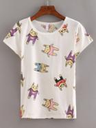 Shein Cartoon Print T-shirt White