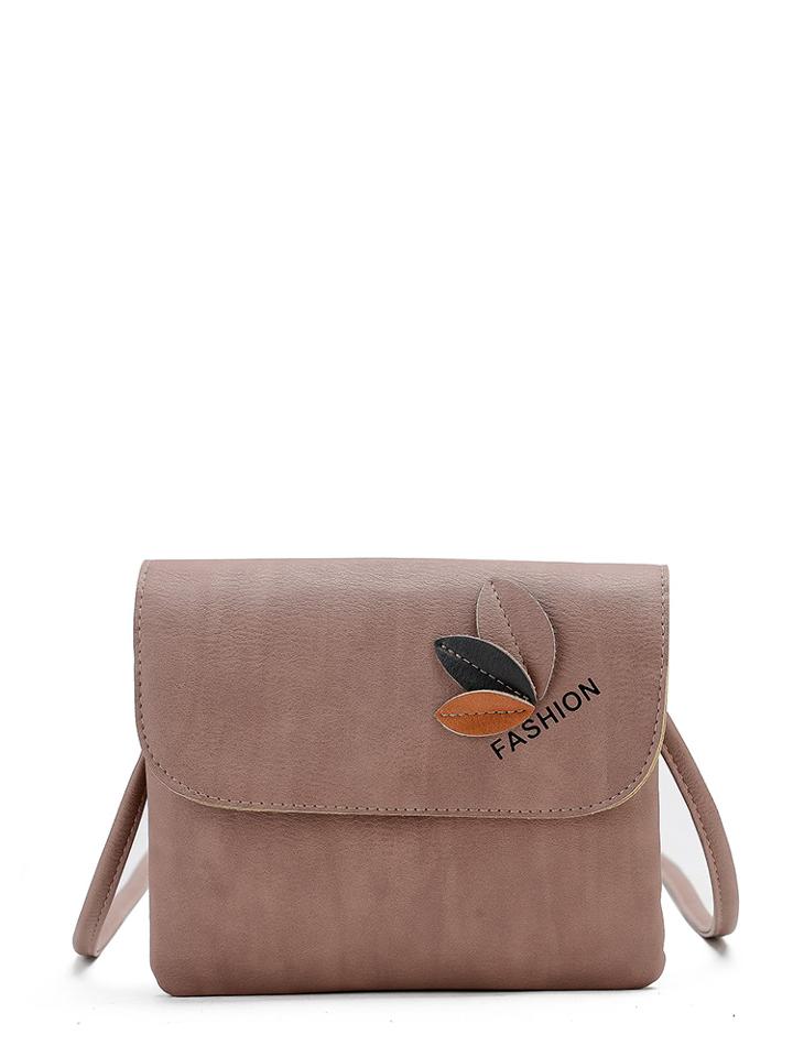 Shein Leaf Patch Letter Print Flap Bag
