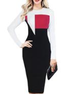 Shein Colour-block Round Neck Slim Dress
