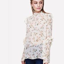 Shein Calico Print Ruffle Detail Blouse