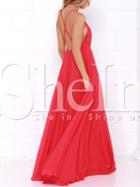 Shein Red Spaghetti Strap Backless Perfect Maxi Dress