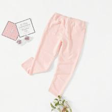 Shein Girls Elastic Waist Patch Pocket Front Pants