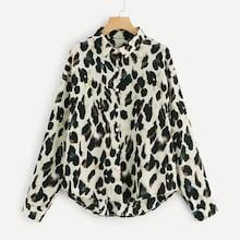 Shein Leopard Print Curved Hem Tee