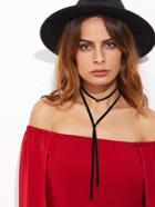 Shein Black Velvet Round Gemstone Wrap Choker Necklace