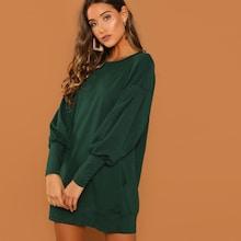 Shein Drop Shoulder Solid Sweatshirt Dress
