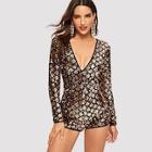 Shein Open Back Geo Sequin Romper
