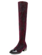 Shein Red Lace Knee Boots