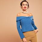 Shein Foldover Off Shoulder Double Breasted Blazer