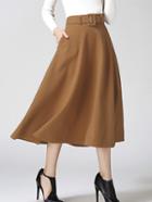 Shein Khaki Pleated Long Skirt