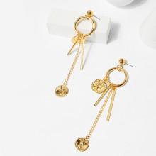 Shein Coin & Bar Detail Hoop Drop Earrings