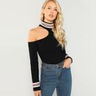 Shein Cutout Shoulder Mock Tee