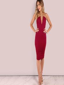 Shein Bandeau Off Shoulder Skinny Solid Dress