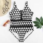 Shein Plus Triangle Print Swimsuit