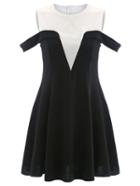 Shein Contrast Open Shoulder A-line Dress