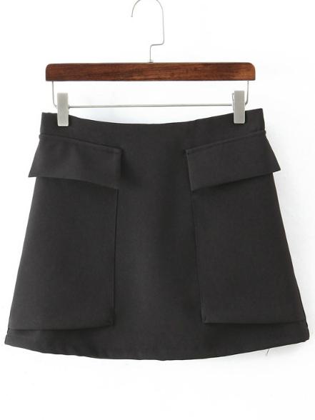Shein Black Pockets Slim Skirt