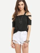 Shein Cutout Strappy Shoulder T-shirt