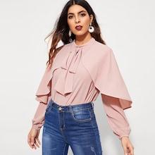 Shein Tie Neck Keyhole Back Top