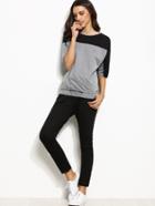 Shein Color Block Half Sleeve T-shirt With Pants