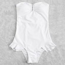 Shein Lace Up Back Ruffle Swimsuit