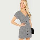 Shein Button Up Front Tweed Dress