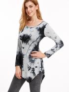 Shein Tie Dye Asymmetric Hem T-shirt