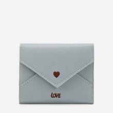 Shein Heart & Letter Embroidered Pu Purse