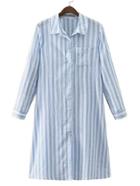Shein Vertical Striped Pocket Shirt Dress