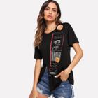 Shein Contrast Tag Cut Out Detail Tee