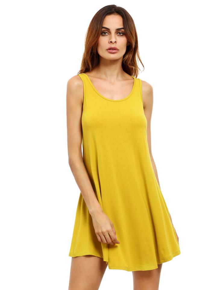 Shein Yellow Swing Tank Dress