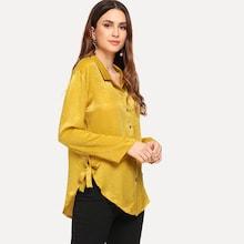 Shein Curved Hem Button Up Shirt