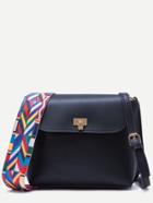 Shein Black Wide Strap Pu Flap Shoulder Bag