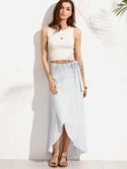 Shein Blue Striped Tie Waist Skirt