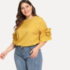 Shein Plus Fluted Sleeve Frill Trim Top