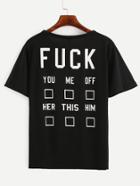Shein Black Letter Print Back T-shirt