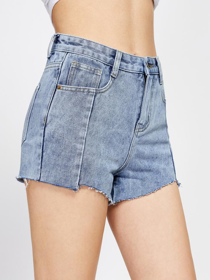 Shein Cloud Wash Raw Hem Denim Shorts