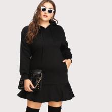 Shein Plus Ruffle Hem Hoodie Dress