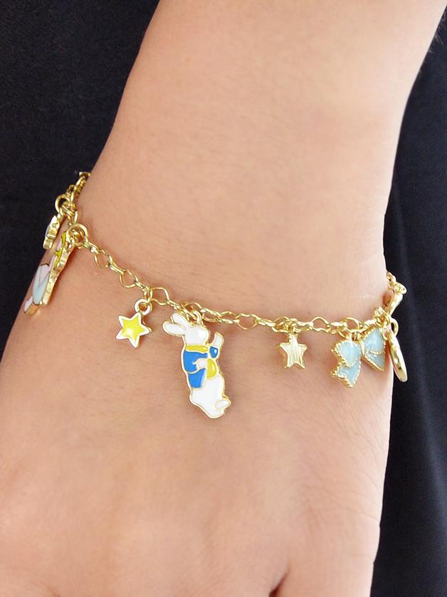 Shein Rabbit Car Flower Pattern Colorful Enamel Bracelet
