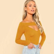 Shein Open Front Off Shoulder Skinny Tee