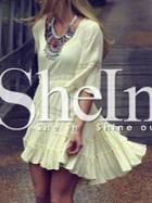 Shein Beige Half Sleeve High Low Dress