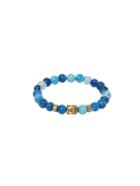 Shein Blue Buddha Etched Stretch Beaded Bracelet